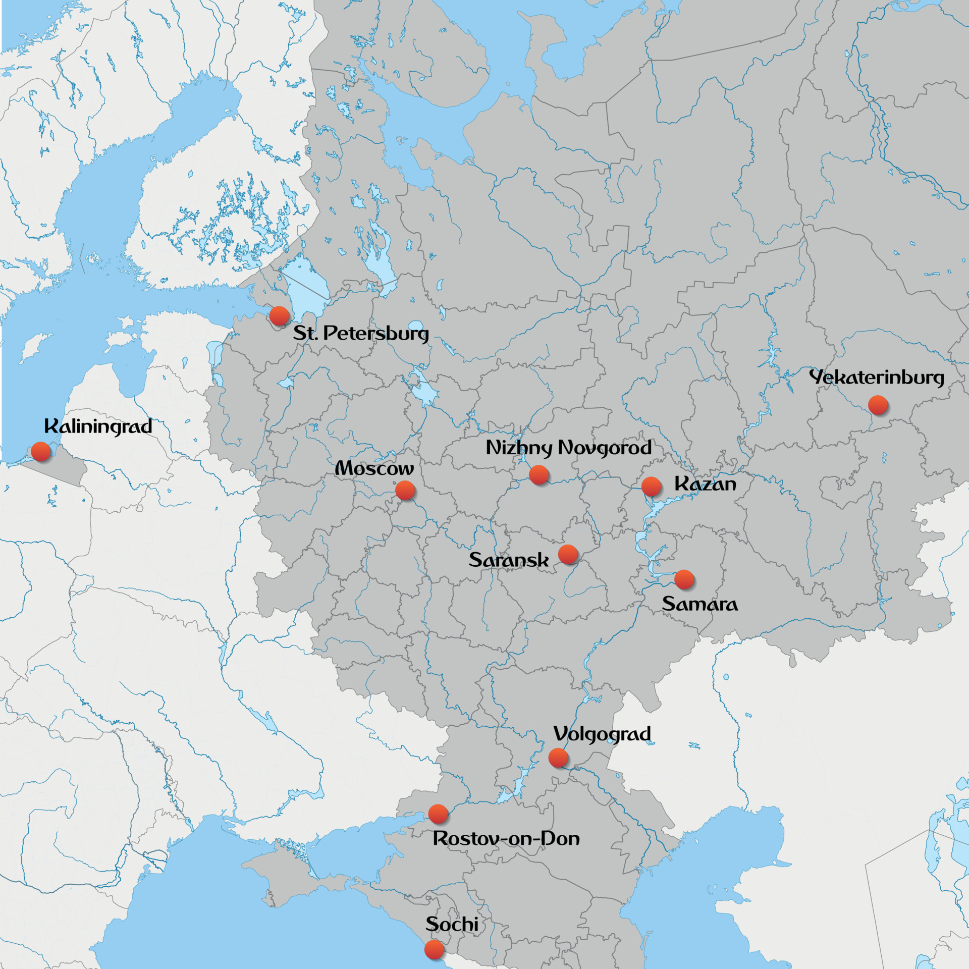 Карта европейской части россии
