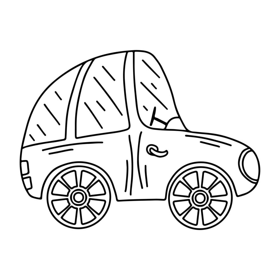 Cute car in hand drawn doodle style. Vector illustration of transport element isolated on white background.