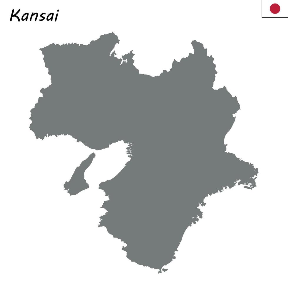 mapa de alta calidad de la región de japón vector