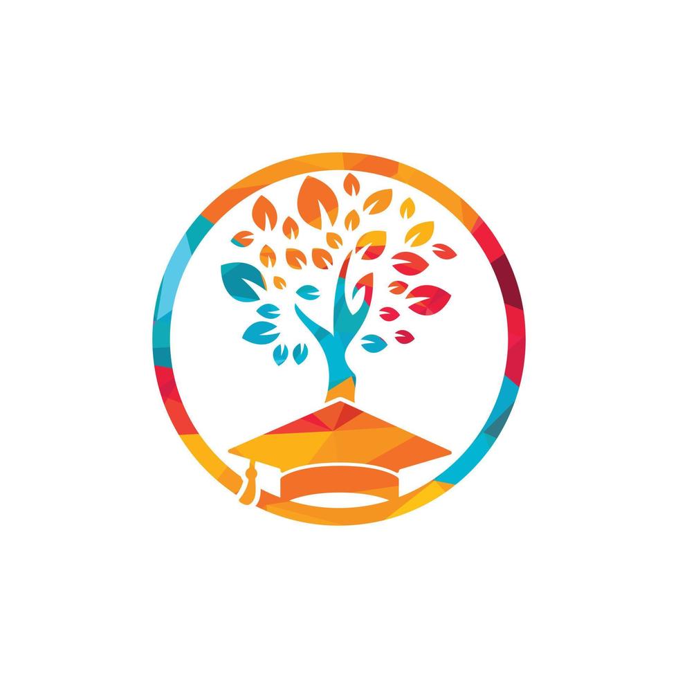 Creative modern nature Education logo design. Graduation cap and tree icon logo. vector