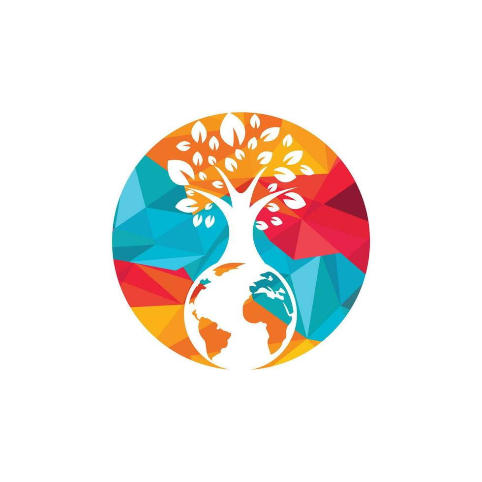 plantilla de diseño de logotipo de vector de árbol de globo. planeta y eco símbolo o icono.