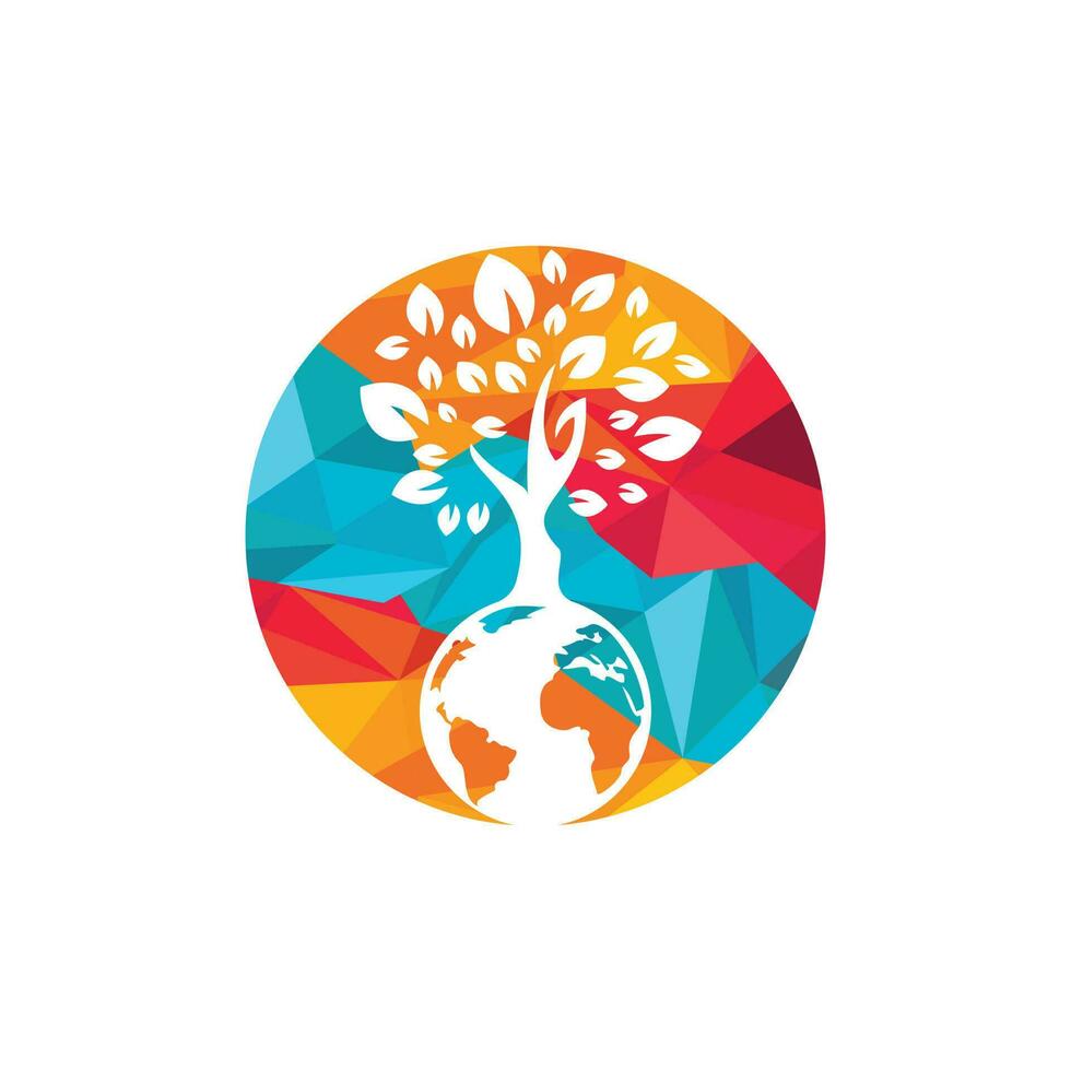 Globe tree vector logo design template. Planet and eco symbol or icon.