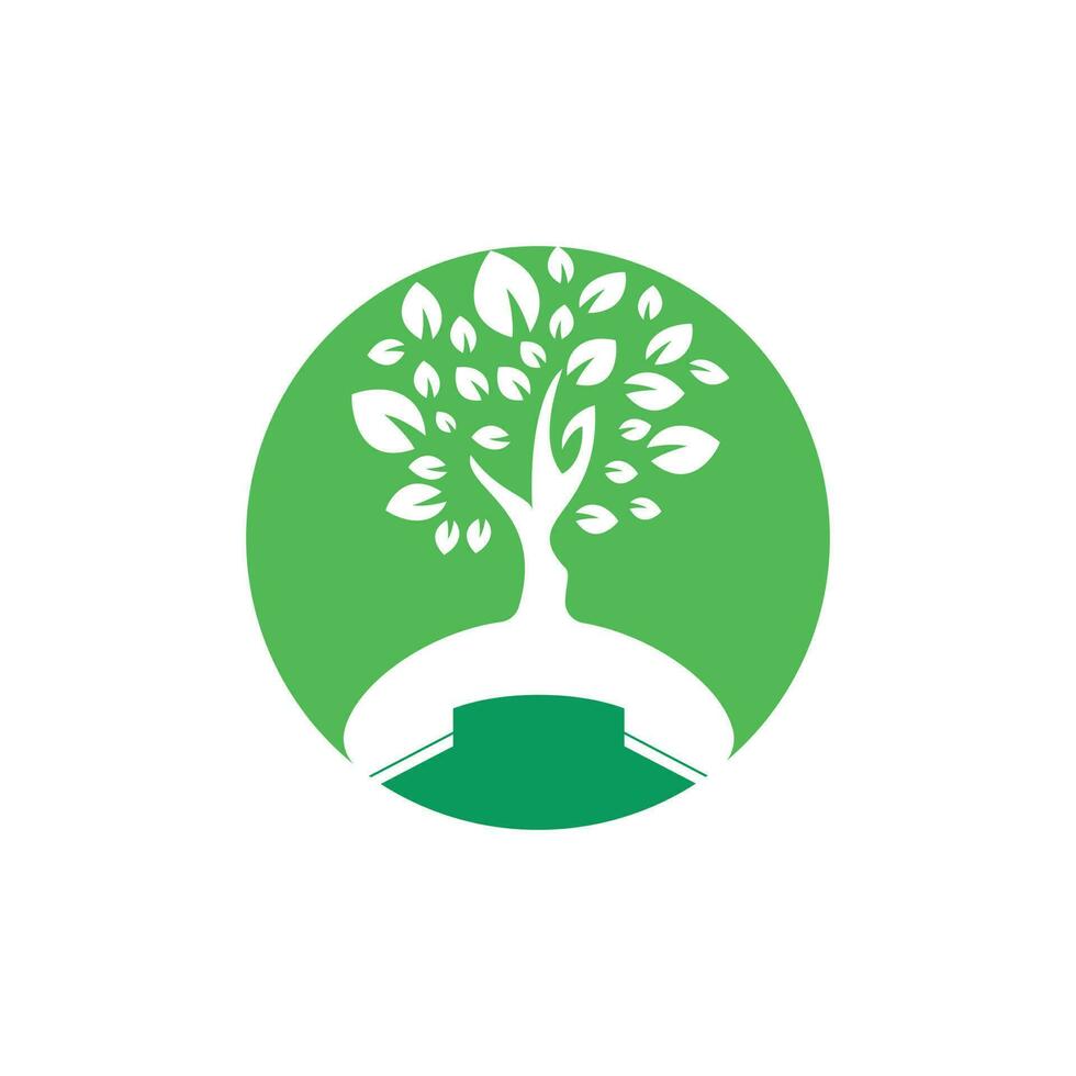 diseño de logotipo de vector de llamada de naturaleza. plantilla de diseño de icono de árbol de auricular.