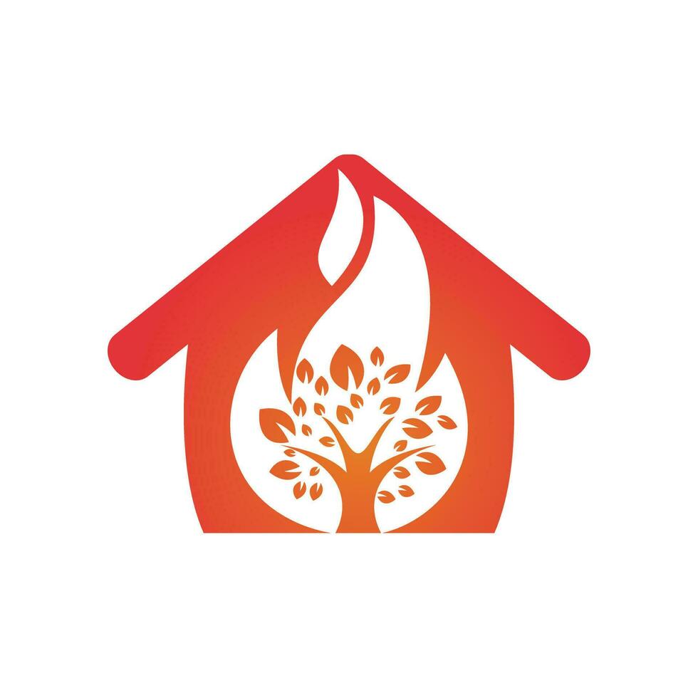 Fire Tree vector logo design template.