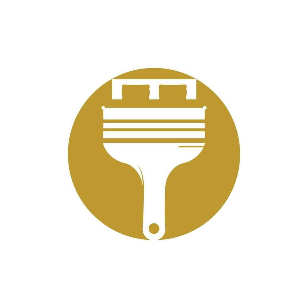 Paintbrush and bed icon logo design. Unique interior and furniture logotype design template. vector
