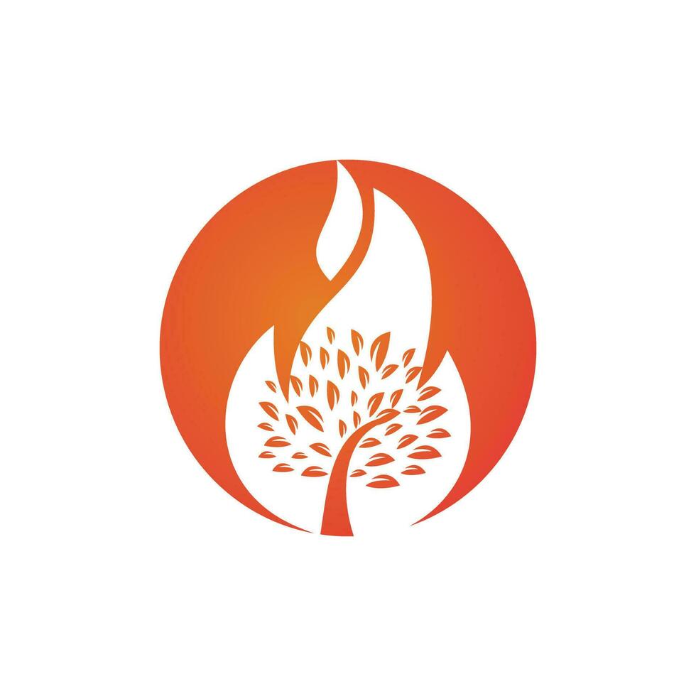 Fire tree vector logo design template. Flame nature icon logo concept.