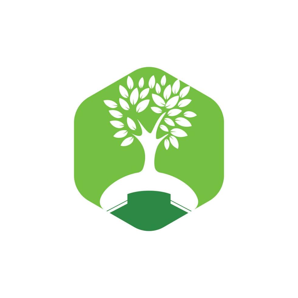 diseño de logotipo de vector de llamada de naturaleza. plantilla de diseño de icono de árbol de auricular.