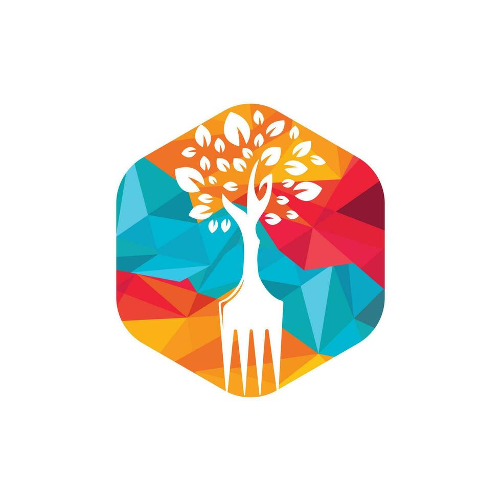 Fork tree vector logo design. Restaurant and farming logo concept.