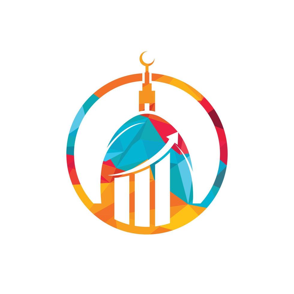 Islamic chart business vector logo design template. Mosque and bar chart icon design.