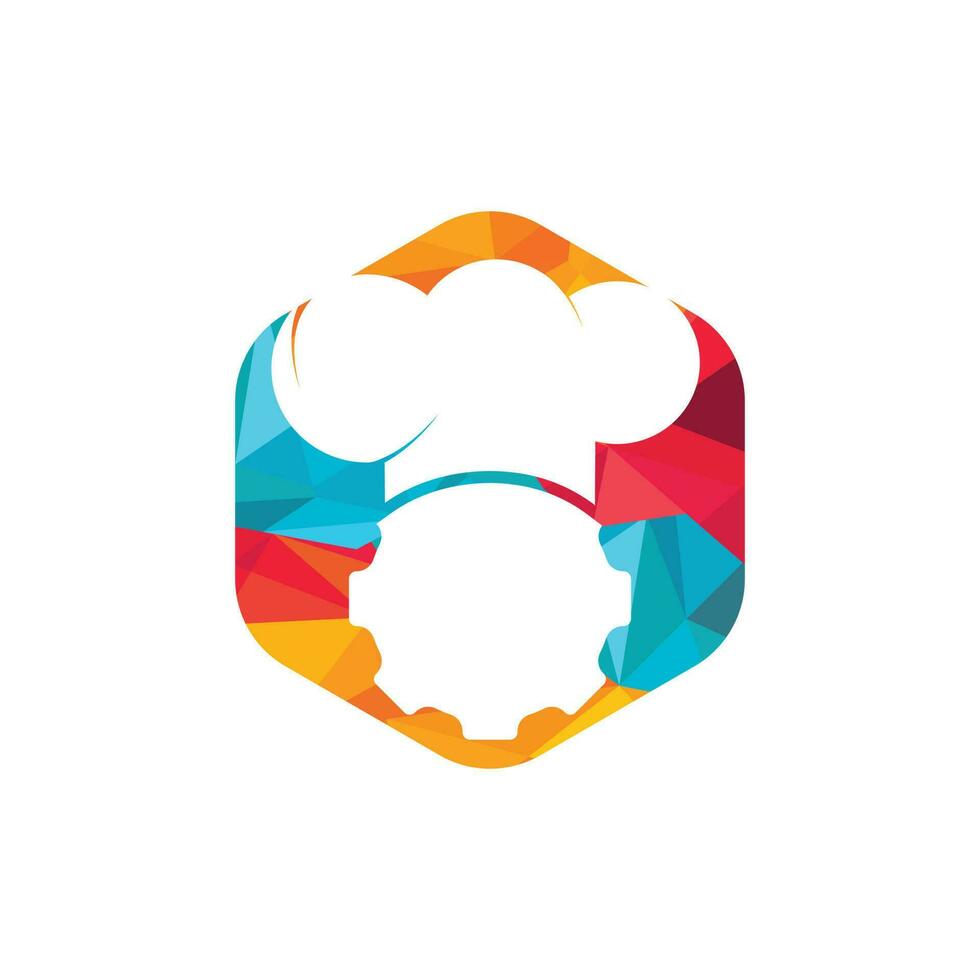 Chef gear vector logo design. Cog wheel and chef hat icon design.