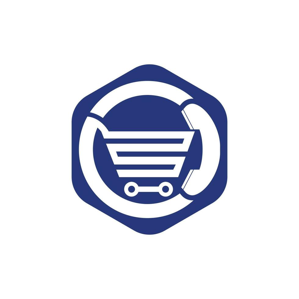 Shopping call vector logo design template illustration. Shopping cart and handset icon.