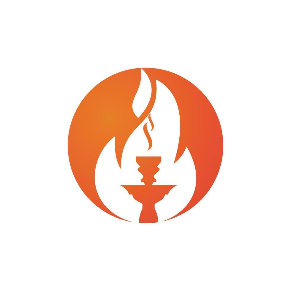 diseño del logotipo del vector de fuego de la cachimba. barra árabe o casa, plantilla de diseño de vector de tienda.