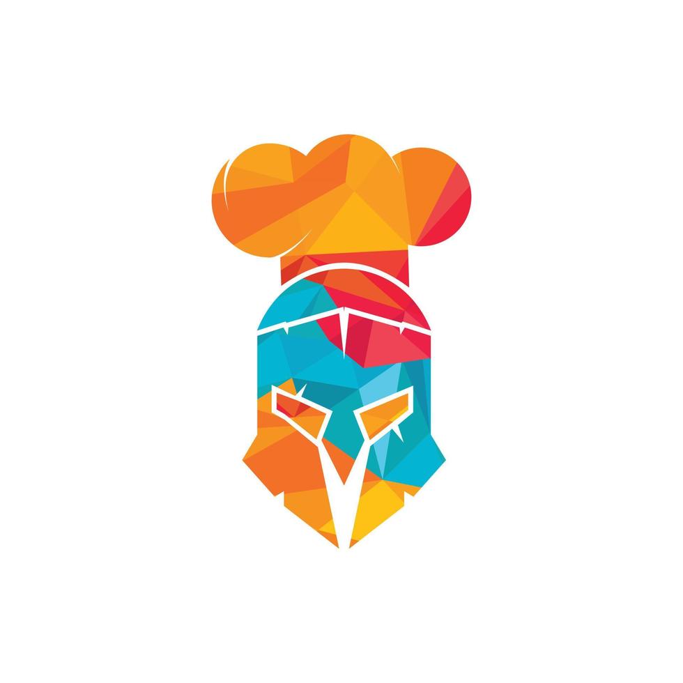 Spartan chef vector logo design template. Minimal logo of chef warrior with chef hat vector illustration.