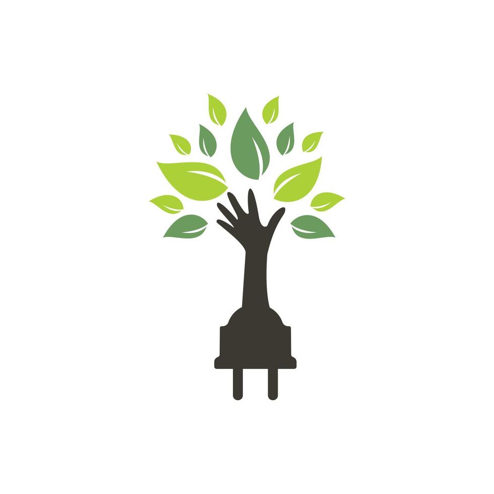 diseño de logotipo de vector de cable eléctrico y árbol de mano.