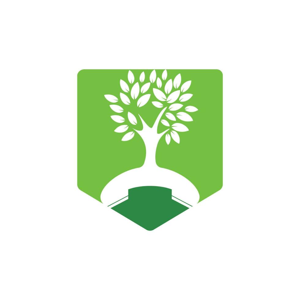 Nature call vector logo design. Handset tree icon design template.