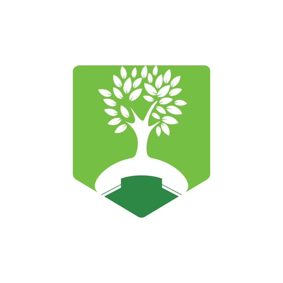 diseño de logotipo de vector de llamada de naturaleza. plantilla de diseño de icono de árbol de auricular.