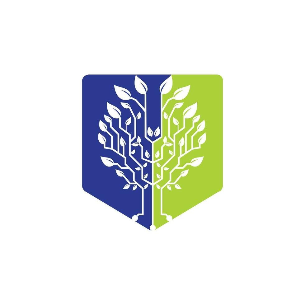 plantilla de diseño de logotipo de vector de árbol de tecnología. logotipo del icono del árbol de red de conexión.