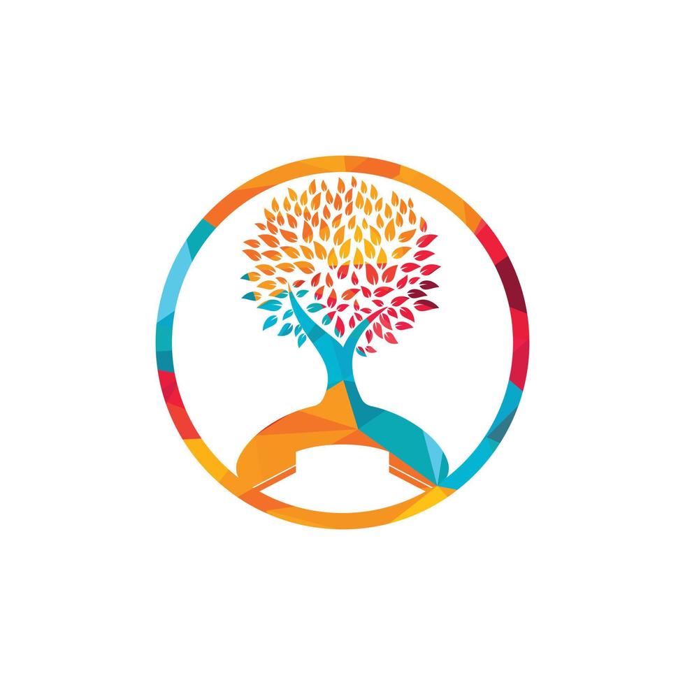 Nature call vector logo design. Handset tree icon design template.