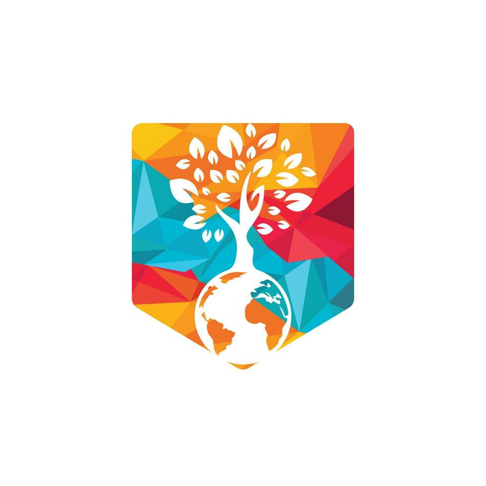 plantilla de diseño de logotipo de vector de árbol de globo. planeta y eco símbolo o icono.