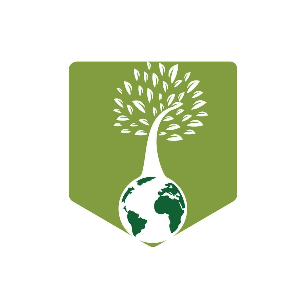 Globe tree vector logo design template. Planet and eco symbol or icon.