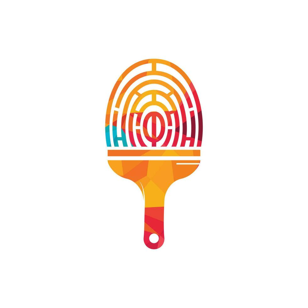 Biometric paint vector logo design concept. Fingerprint and paint brush icon design.