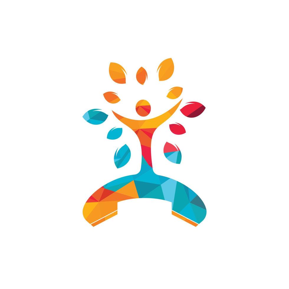 diseño de logotipo de vector de llamada de naturaleza. plantilla de diseño de icono de auricular y árbol humano.