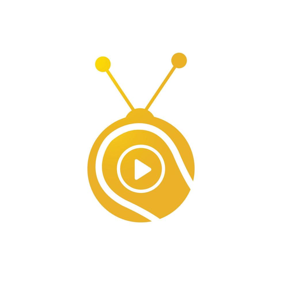 plantilla de diseño de logotipo de vector de tv de tenis. pelota de tenis y diseño de icono de botón de reproducción.