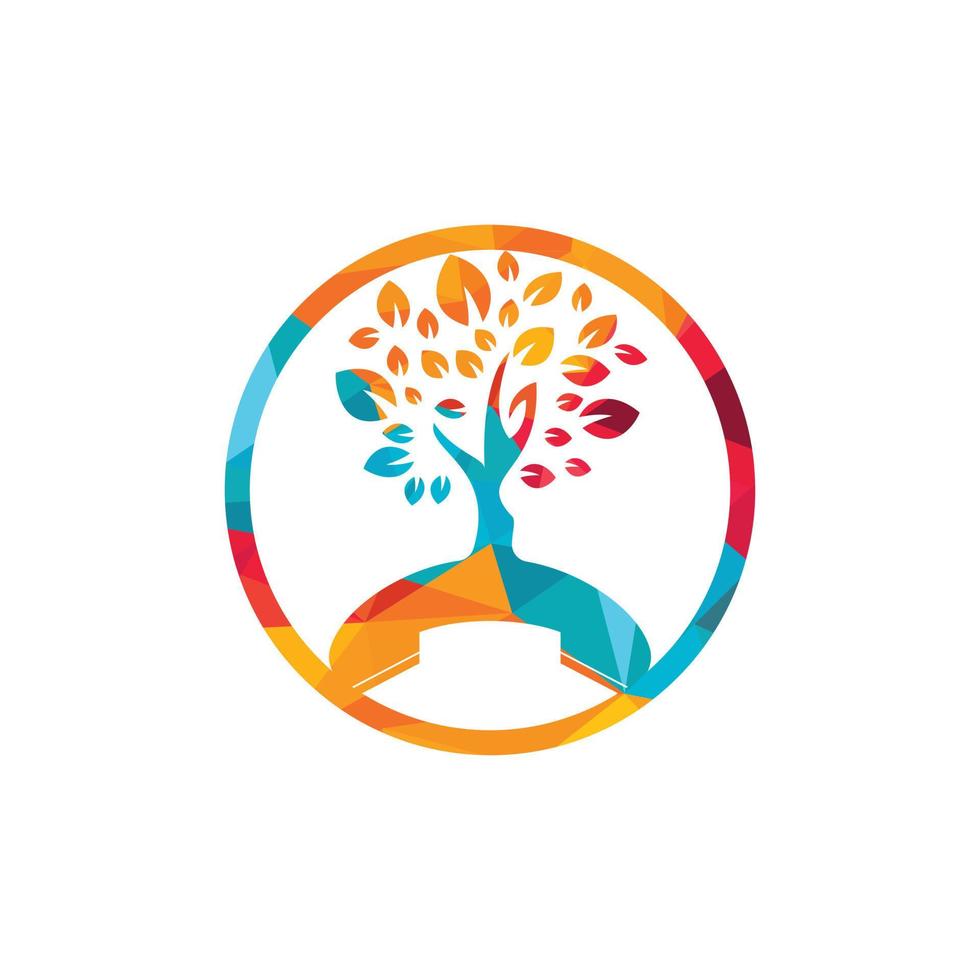 Nature call vector logo design. Handset tree icon design template.