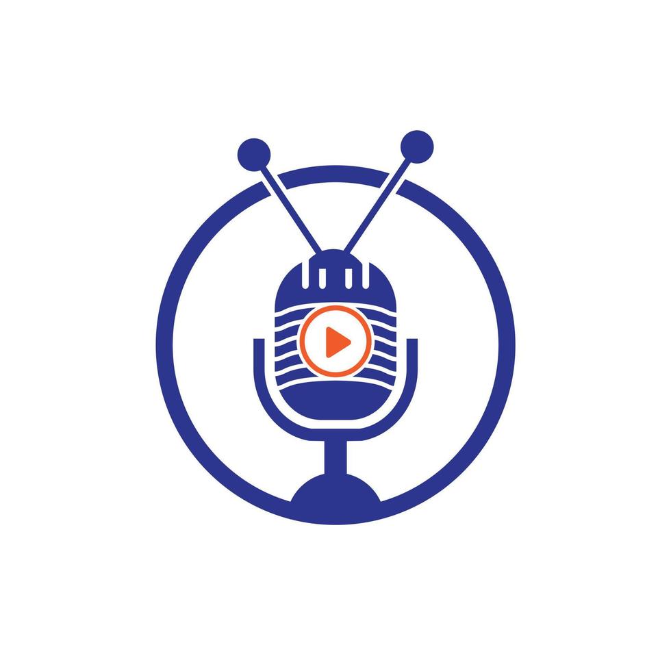 TV podcast vector logo design. Podcast mic and tv icon design.
