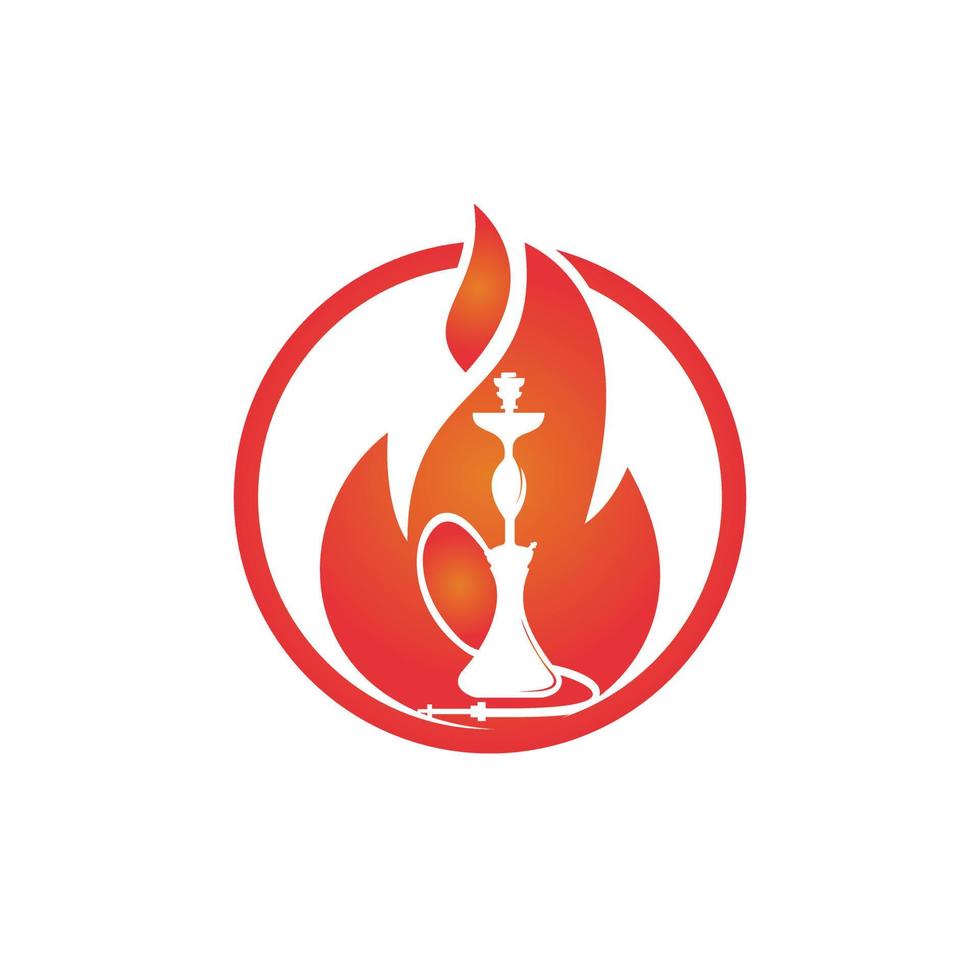 diseño del logotipo del vector de fuego de la cachimba. barra árabe o casa, plantilla de diseño de vector de tienda.