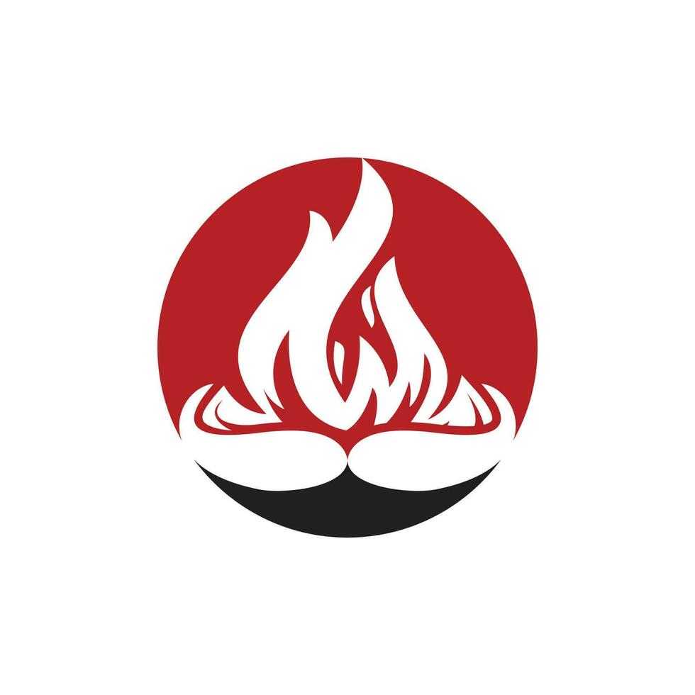 Moustache fire vector logo design template.