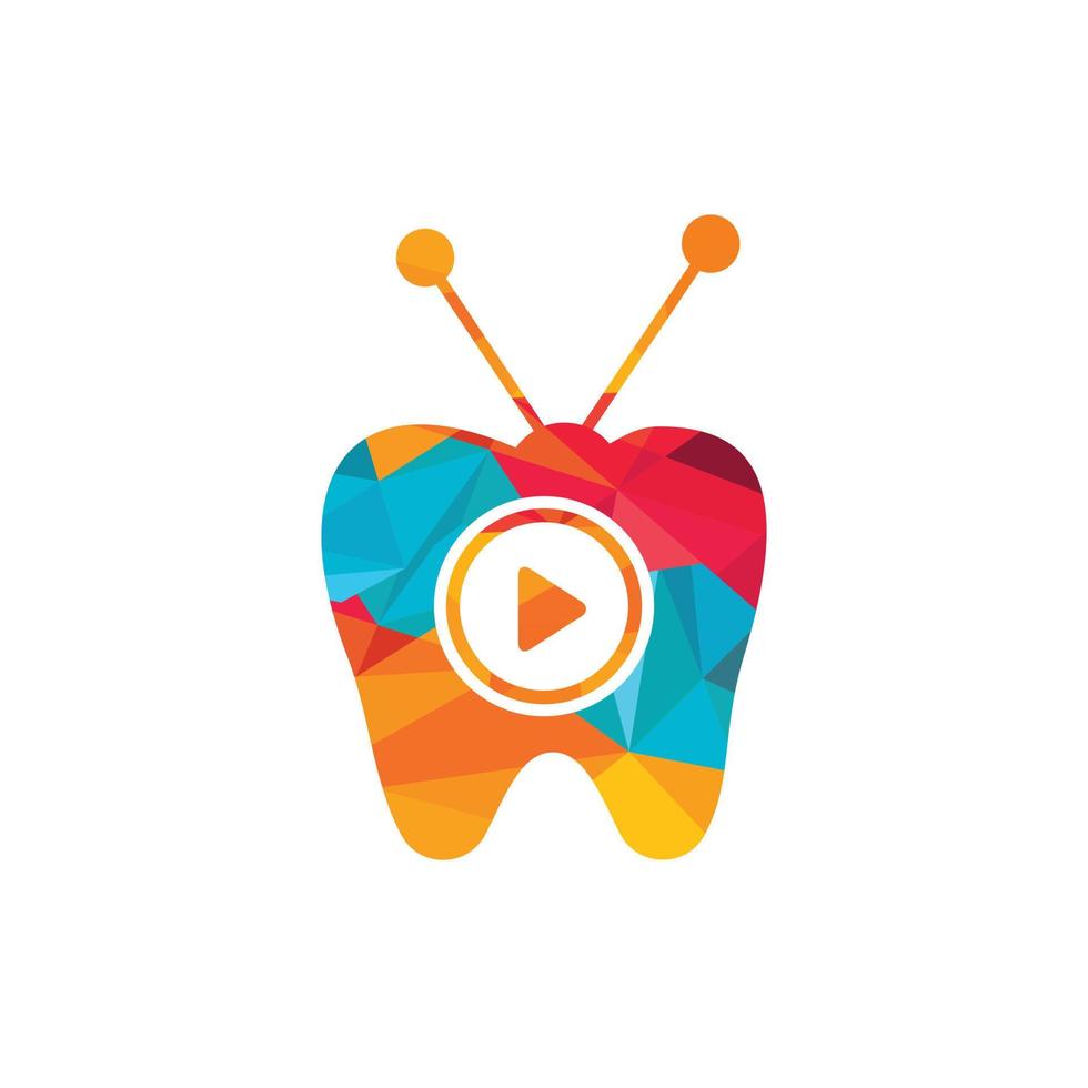 plantilla de diseño de logotipo de vector de tv dental. diseño de iconos de dientes y televisión.