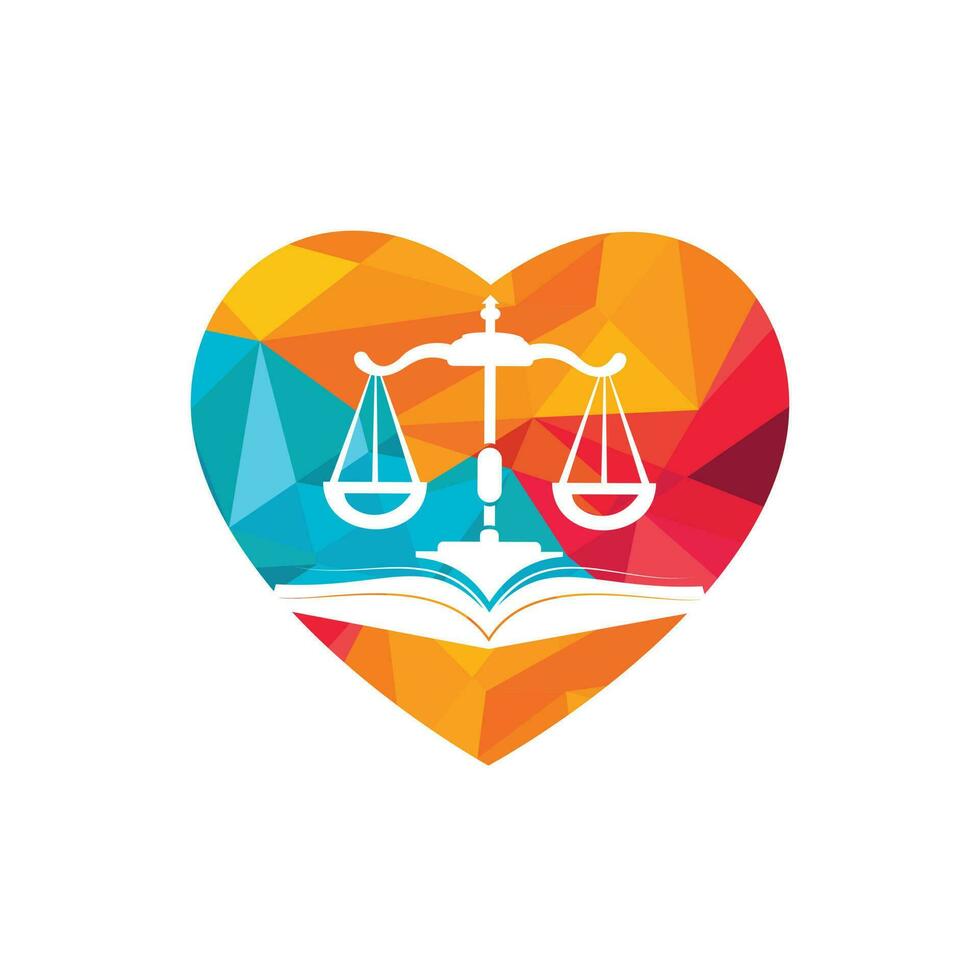 Law education logo design. Vector Libra and open book logo combination.