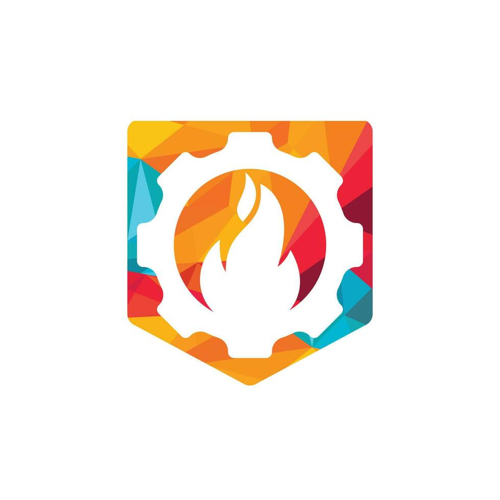 Gear and fire vector logo design template.