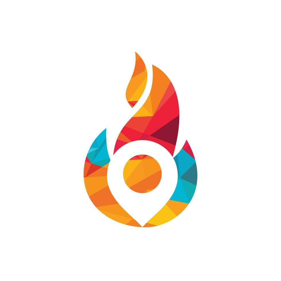 Fire pin vector logo design template. Fire location logo design concept.