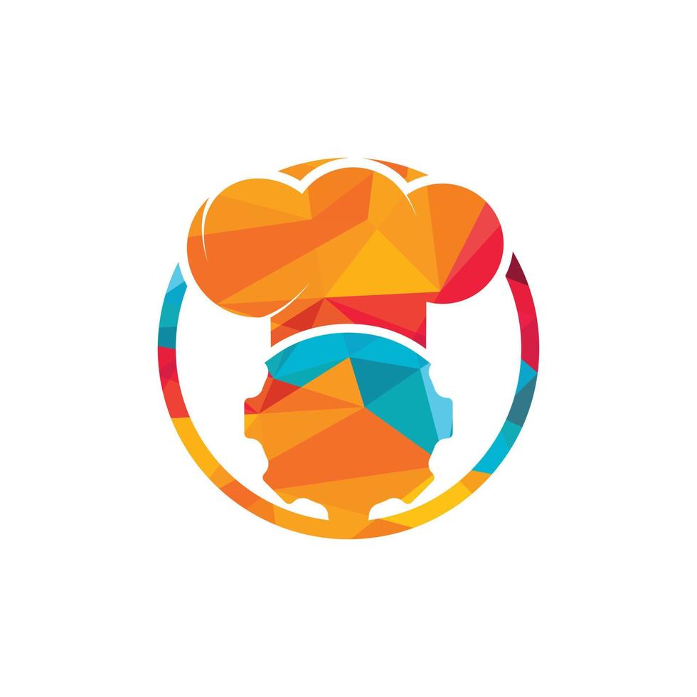 Chef gear vector logo design. Cog wheel and chef hat icon design.
