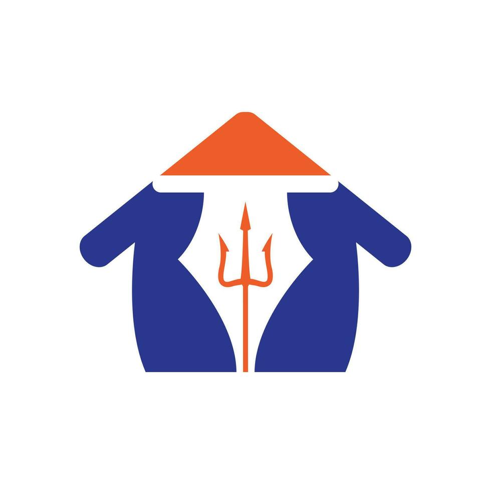 diseño del logotipo del vector tridente de la pluma. tridente y punta con la ilustración del icono de inicio.