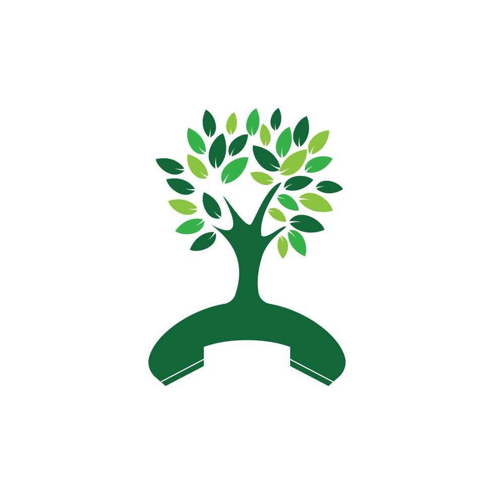 diseño de logotipo de vector de llamada de naturaleza. plantilla de diseño de icono de árbol de auricular.