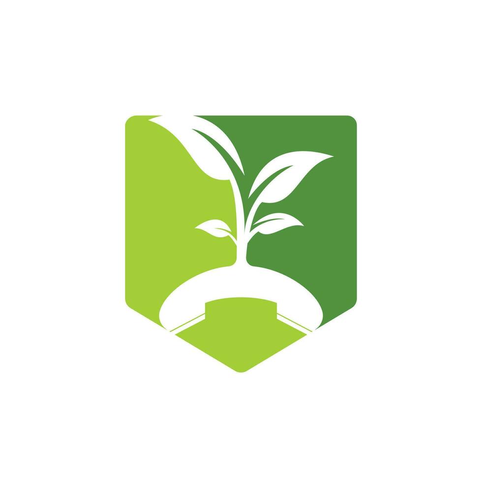 Nature call vector logo design. Handset tree icon design template.