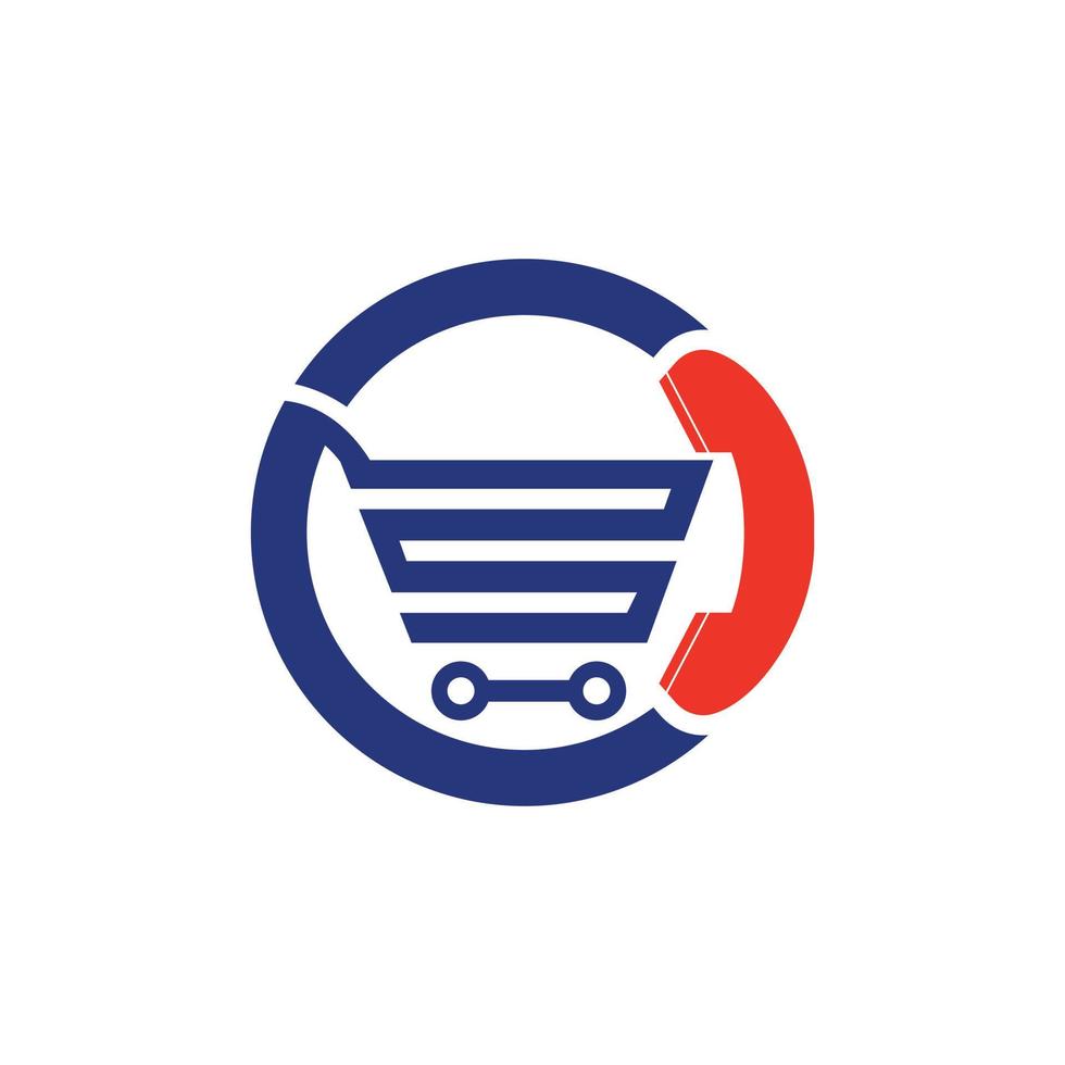Shopping call vector logo design template illustration. Shopping cart and handset icon.