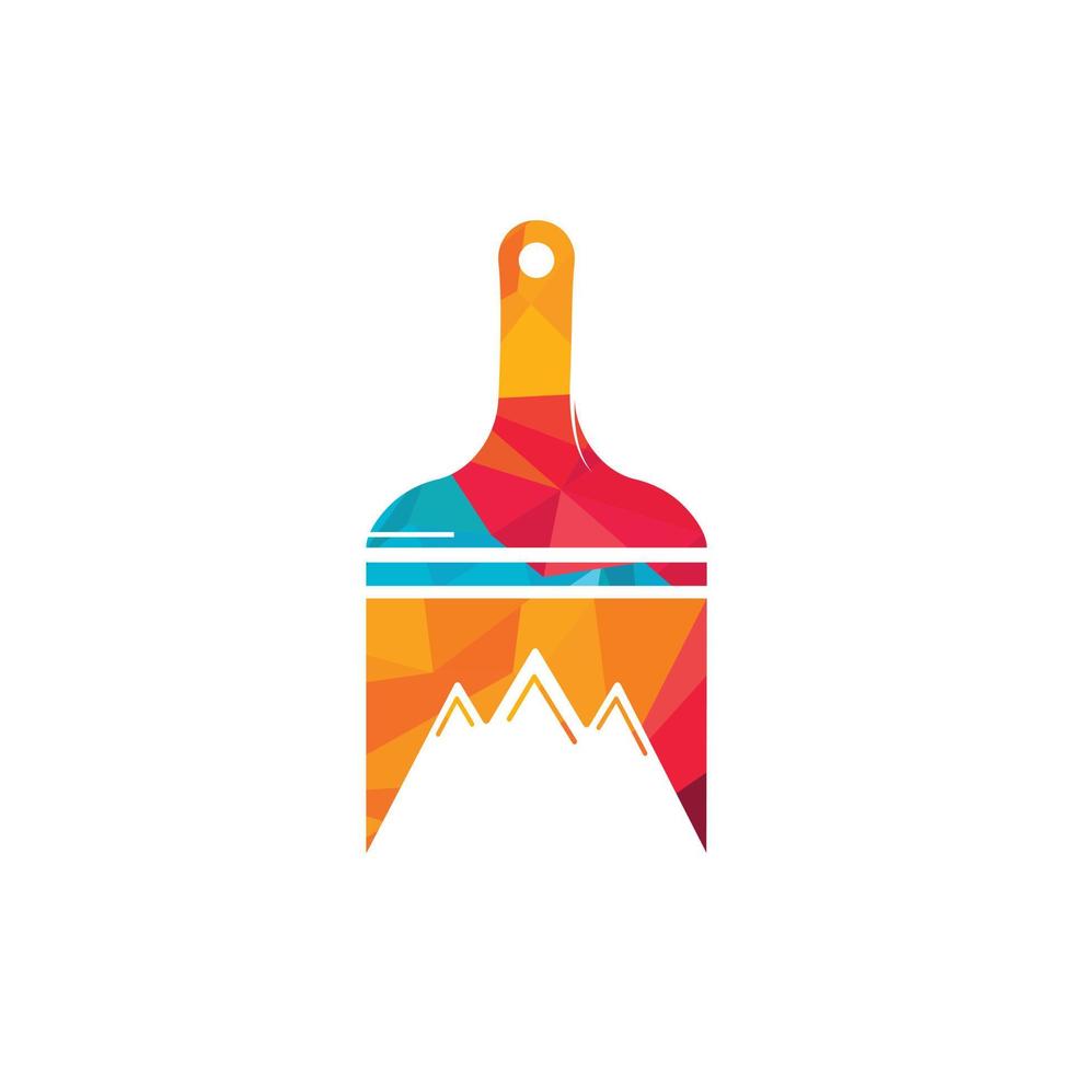 plantilla de diseño de logotipo de vector de pintura de montaña. diseño vectorial de iconos de montaña y pincel.