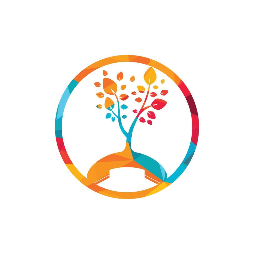 Nature call vector logo design. Handset tree icon design template.