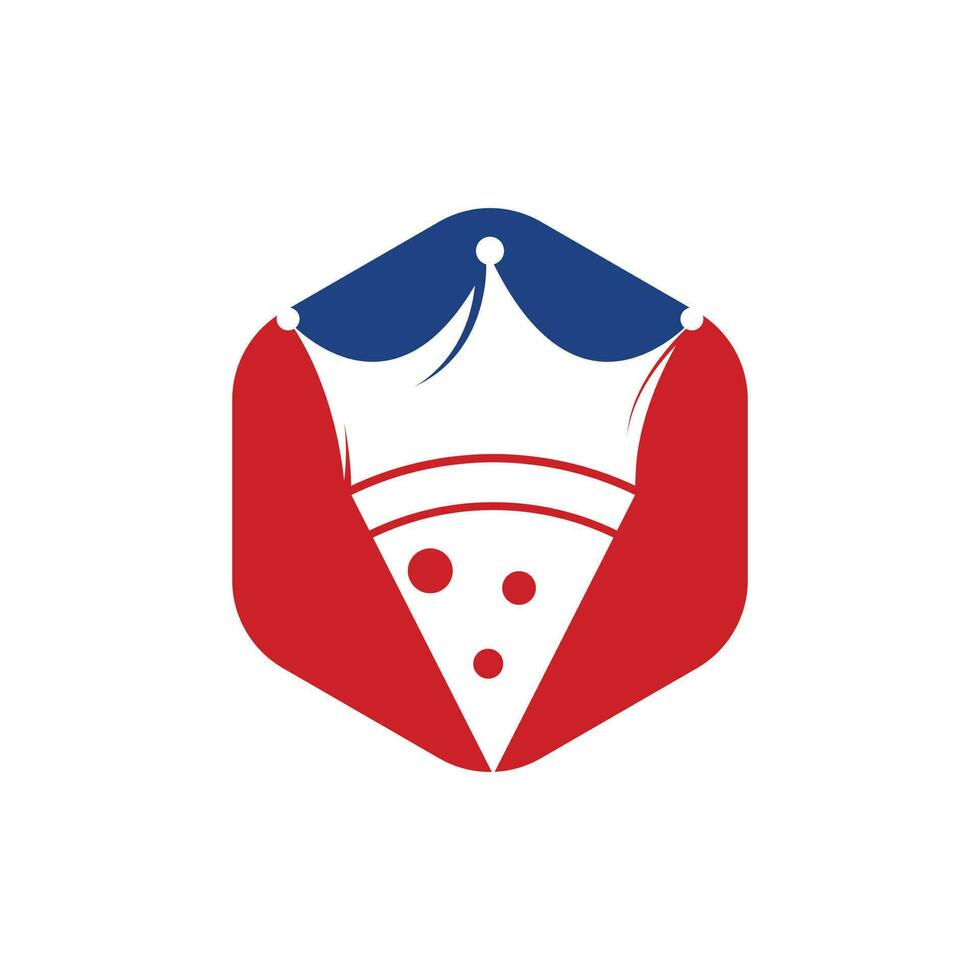 Pizza king vector logo design template. Crown and pizza slice icon