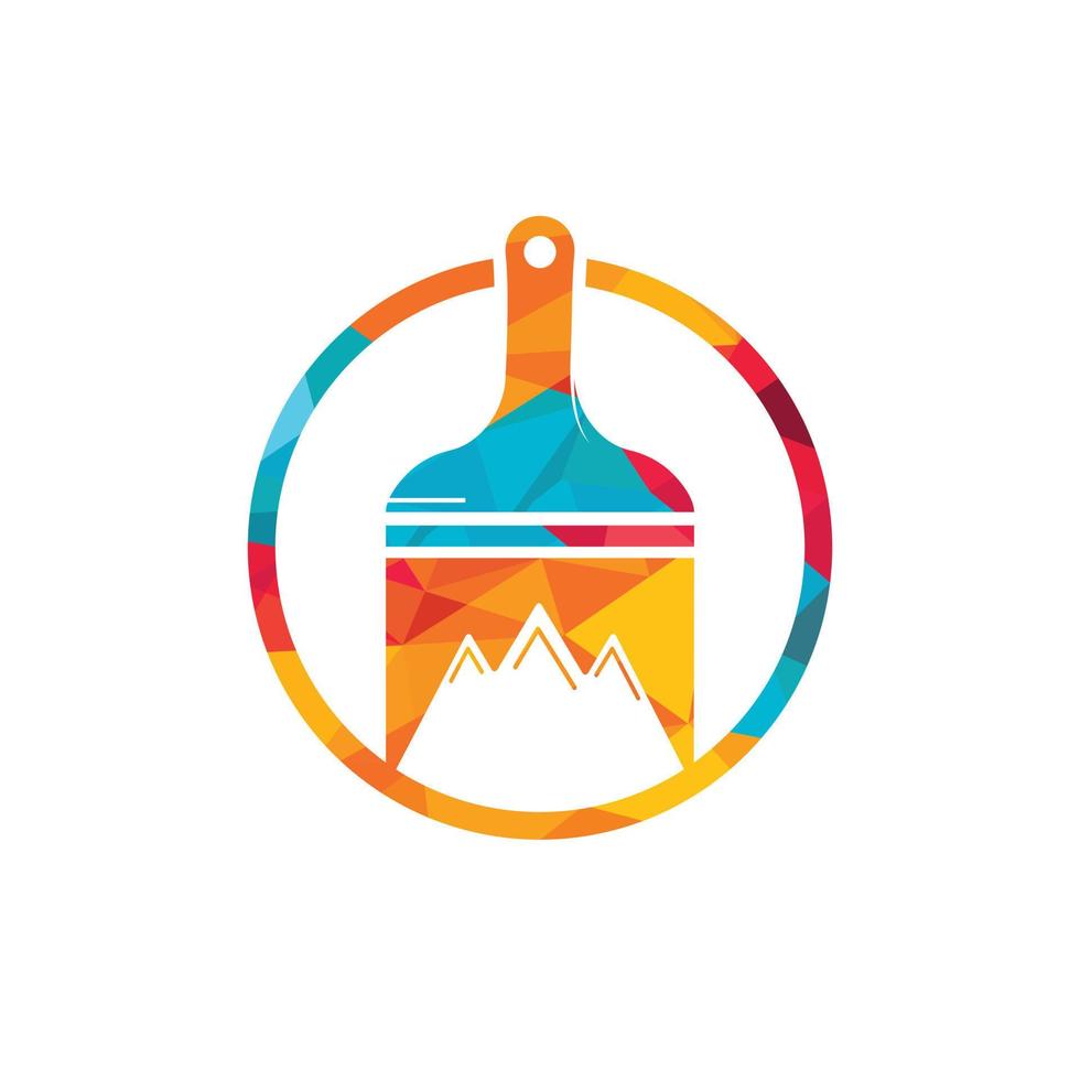 Mountain paint vector logo design template. Mountain and paint brush icon vector design.