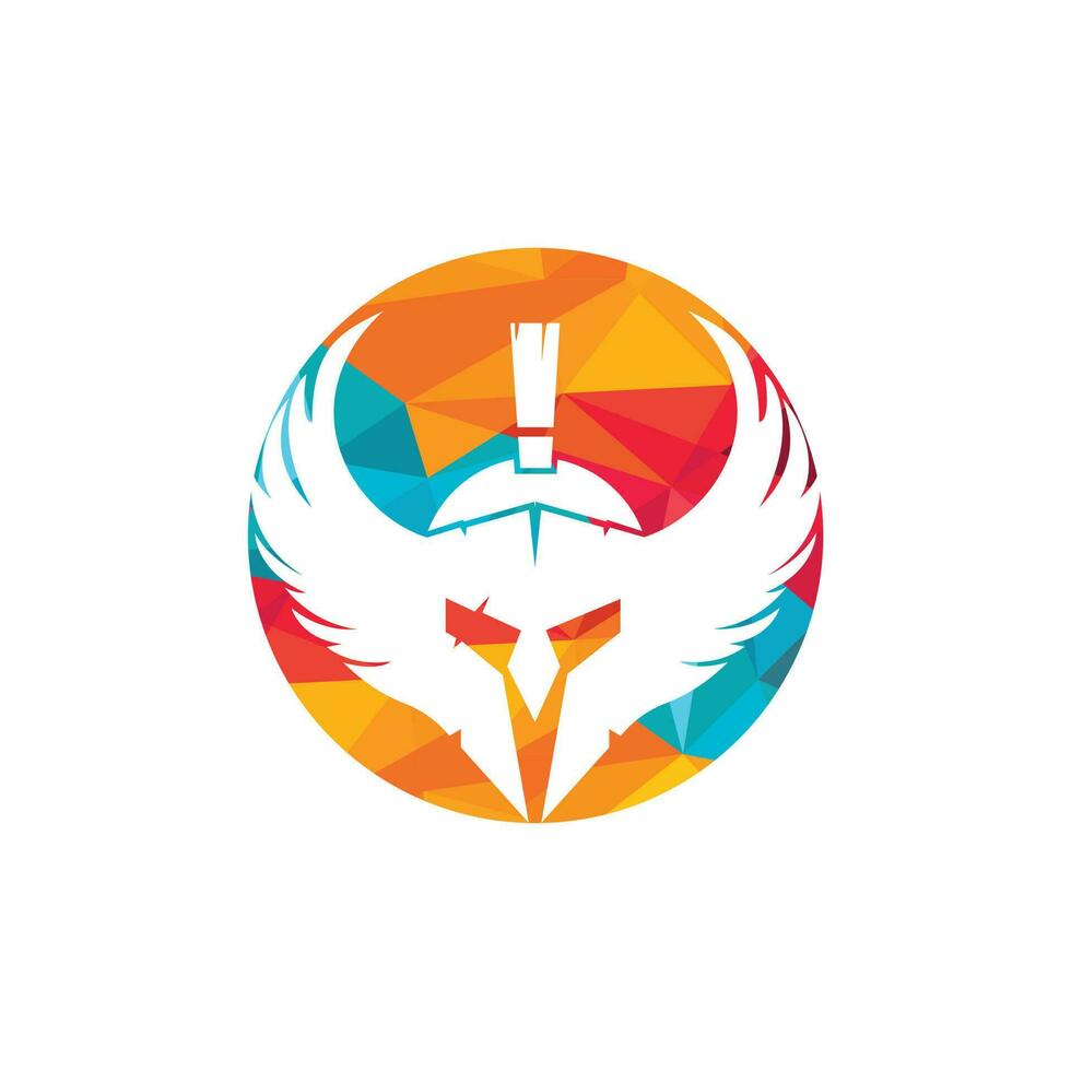Spartan warrior with wings vector logo design. Warrior knight logo concept design.