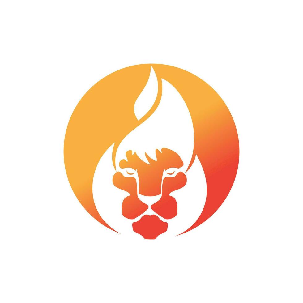 Lion fire vector logo design template. Creative lion fire or lion flame logo design concept.