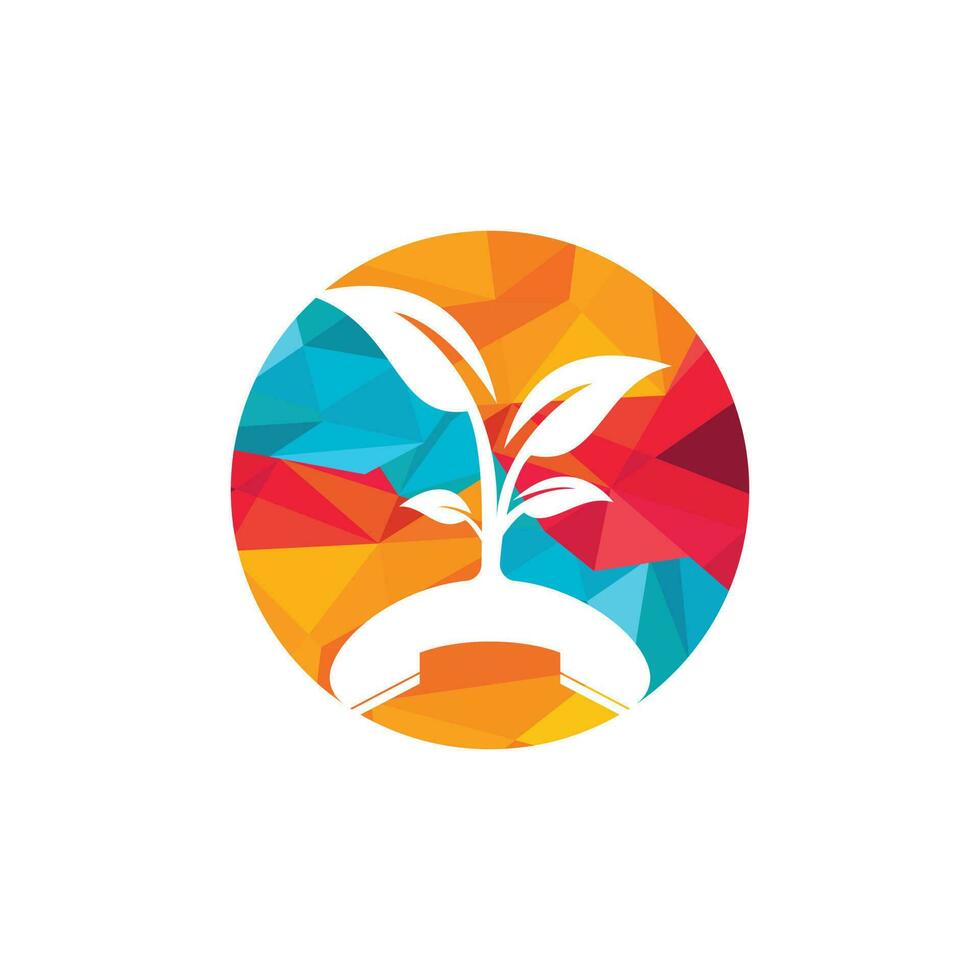 Nature call vector logo design. Handset tree icon design template.