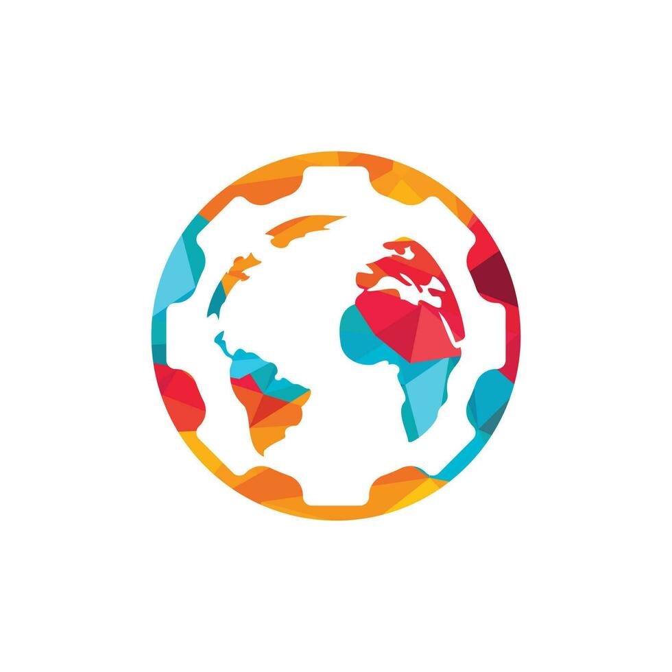 Gear global vector logo design. Gear planet icon logo design element.