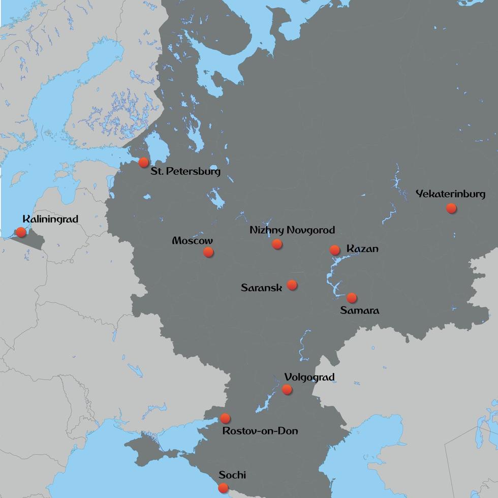 mapa de la rusia europea. vector