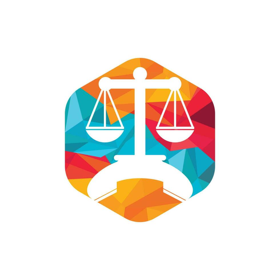 Law call vector logo design template. Handset and balance icon design.